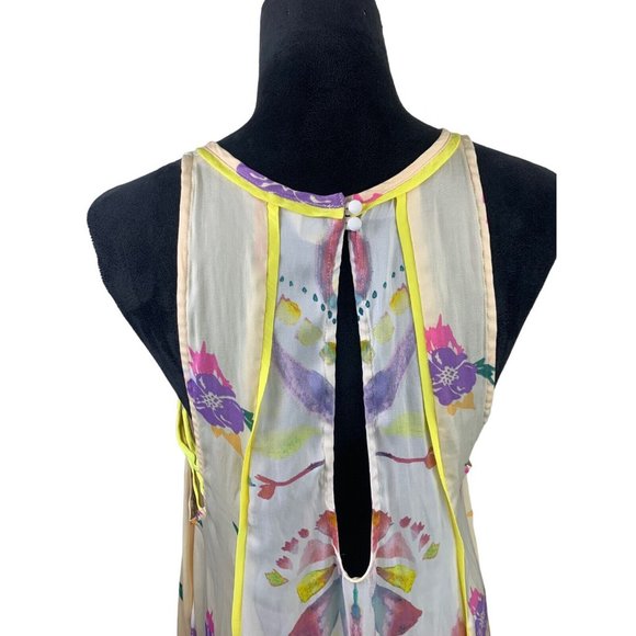 Free People Dream Free Dress Size S Watercolor Abstract Flower Print Mini Tunic - Picture 5 of 9